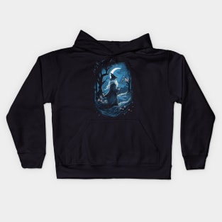 Wizard at Night - Anime Style - Fantasy Kids Hoodie